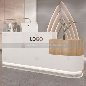 Quầy Lễ Tân Lệch QLTLG327 - Quầy Gỗ Hiện Đại, Quầy Thanh Toán, Quầy Thu Ngân, Trung Tâm Ngoại Ngữ